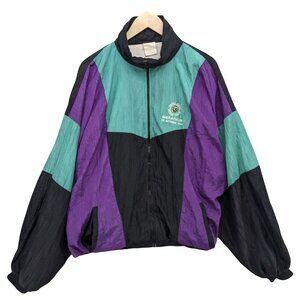 Vtg Lynx USMC 1994 Marathon Windbreaker Mens Purple Green Black Full Zip Size L